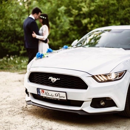 Biały Ford Mustang